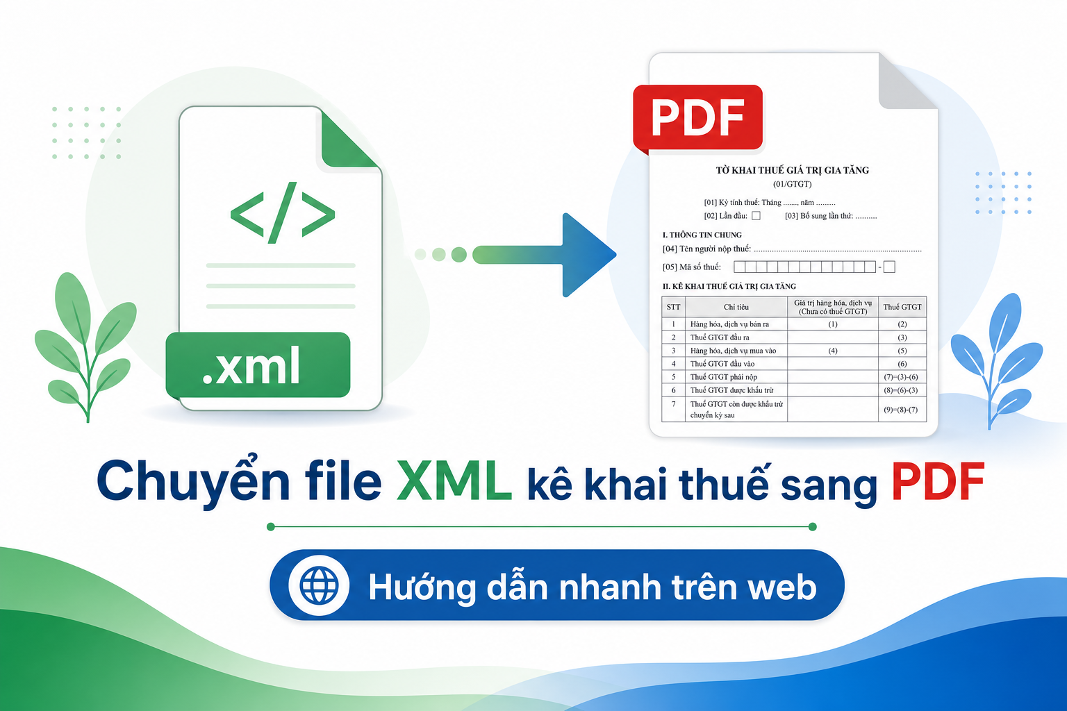 Chuyển file XML kê khai thuế sang PDF — hướng dẫn nhanh, miễn phí 2026